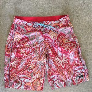 ATHLETA womens board shorts-retro paisley print sz 8 (11" inseam)